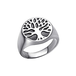 <span class=keywords><strong>Anello</strong></span> Chevalier in Argento Sterling 925 con Incisione <span class=keywords><strong>Albero</strong></span> <span class=keywords><strong>della</strong></span> <span class=keywords><strong>Vita</strong></span>, Gioiello Personalizzabile con Qualsiasi Design - Product Image 1