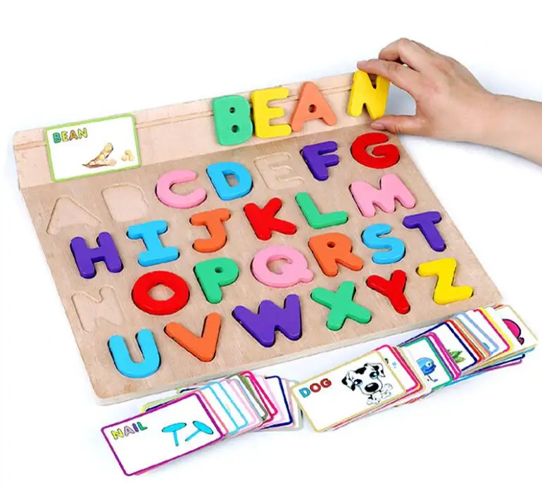 new style educational toys english word learning puzzle toys kids alphabet Puzzle wooden alphabet puzzle