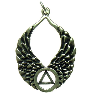Personalisierte Alkoholiker-Anonyme-Symbol-Halskette mit Engelsflügeln - Product Image 1