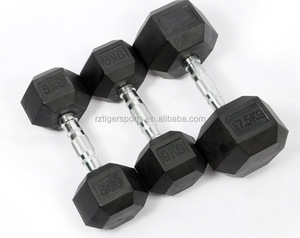 Haltères hexagonaux en caoutchouc écologique noir Tiger Sports Rizhao pour salle de sport commerciale - Product Image 2