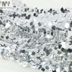 Tissu à paillettes carrées argentées brillantes en tissu uni Nanyee Textile sur filet <span class=keywords><strong>blanc</strong></span> - Product Image 4