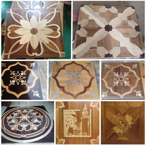 <span class=keywords><strong>Parquet</strong></span> en bois d'art, incrustation de bois, médaillon en noyer et <span class=keywords><strong>acajou</strong></span>, bordures, designs du milieu du siècle - Product Image 4