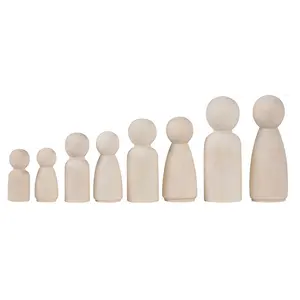 DIY Creative 35-120 mm Eco-Friendly Wooden Doll Kits Unfinished Craft Wooden Doll Pegs For Painted