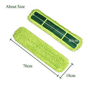 Almohadilla de fregona de <span class=keywords><strong>limpieza</strong></span> de suelo de tela de microfibra industrial con mango plano de poste de acero y pedal de cesta de plástico 1 cabeza de fregona - Product Image 3
