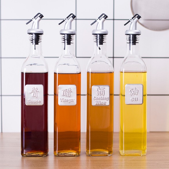 150 250 500ml Square Glass Olive Oil Bottle Vinegar Saude Bottle for Oiler cruet condiment packing