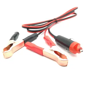 red/black twin flat cable cigar car charger to crocodile clip SAE charger cable