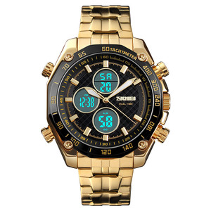 Boîtier en or en acier inoxydable confiture tangan numérique montres 3 atm étanche hommes poignet skmei 1302 - Product Image 3