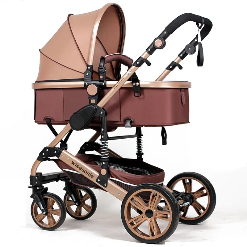 Mewah Emas Warna Tabung Khaki Kereta Bayi/Baby Strolley untuk 0-3 Tahun