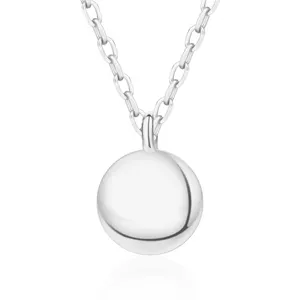 GM04 — collier en argent Sterling 925 avec pendentif rond, poli et brillant, personnalisé, en or 14K, pour pièces de monnaie, pendentif