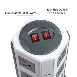 Extension Cord <strong>Power</strong> Strip <strong>Tower</strong> 12 Outlet 5 USB Ports With US Plug Socket - Product Image 6
