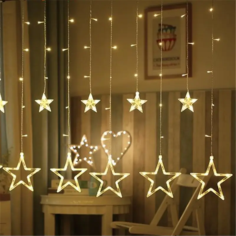 LED hanging Star 2*1m safety Christmas icicle curtain light for window wedding string light