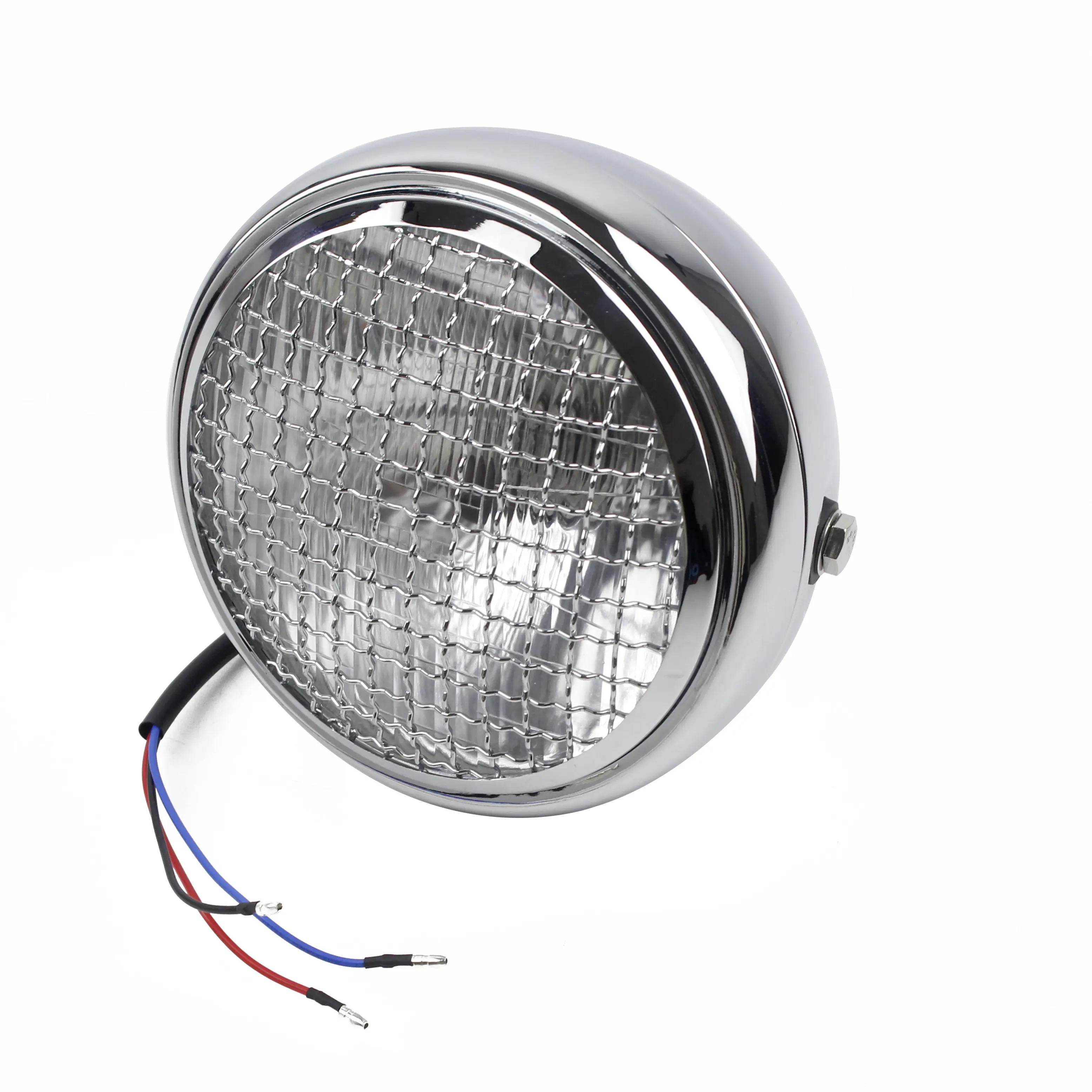 Chrome Headlamp Motorcycle Headlight Round LED Head Light For Harley Cafe Racer Bobber Custom