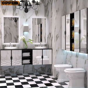 Modern <strong>White</strong> <strong>Bathroom</strong> <strong>Cabinet</strong> with Tempered Glass Water-Resistant Melamine Ceramic Basin Copper Drainer - Product Image 1