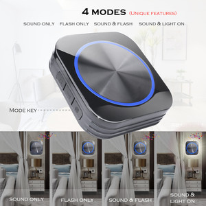 Timbre inalámbrico a prueba de agua autoalimentado, luz nocturna sin batería, enchufe de la UE, timbre de puerta inalámbrico para el hogar, 1 botón, 1 receptor - Product Image 3