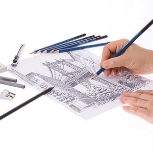 Conjunto de lápis de desenho com zíper preto, suprimentos para arte, 33 peças, artistas - Product Image 5