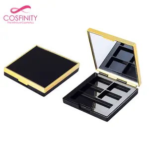 Hot Selling eye shadow case packaging blusher container empty eyeshadow palette with mirror and brush hole