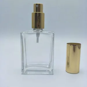 Bouteille en verre rectangulaire parfum vaporisateur 50 ml, bouteille en verre de parfum 30 ml, bouteille vide de parfum 30 ml