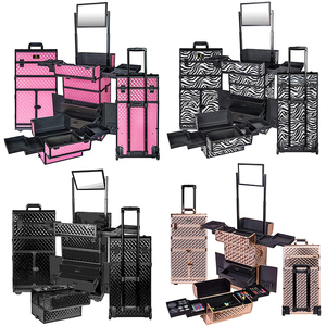 De <span class=keywords><strong>maquillaje</strong></span> de uñas caso profesional de <span class=keywords><strong>maquillaje</strong></span> de aluminio laminación de carro cosméticos tren caso de exhibición con cajones - Product Image 3