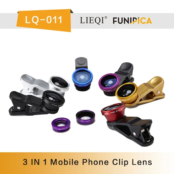 高品質の安い3-in-1の普遍的なクリップ魚眼レンズ180+0.65x広いangle+macro光学カメラレンズ携帯電話用