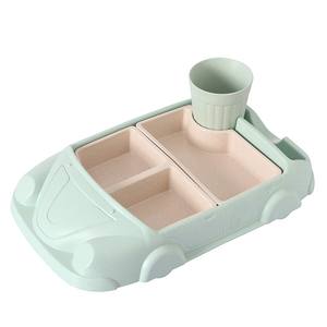 Bol assiettes pour enfants, <span class=keywords><strong>vaisselle</strong></span> en forme de voiture, bols, récipients d'aliments pour bébés, Fiber de bambou, plats d'entraînement pour bébés, ensembles d'alimentation pour nourrissons - Product Image 3
