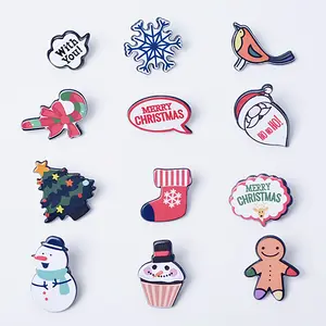 Kunshan Supplier wholesale price acrylic Christmas pin badge