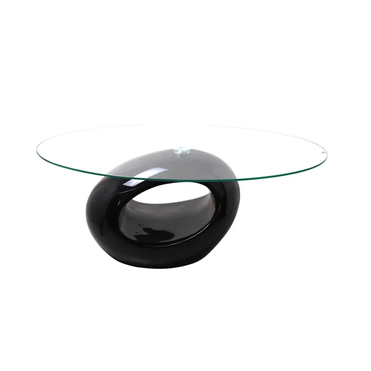 Ovale Fiber Glas Thee Tafel Hoogglans Ring Ontwerpen Zwarte Salontafel