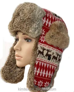 Wholesale faux fur custom warm ear flap winter hat