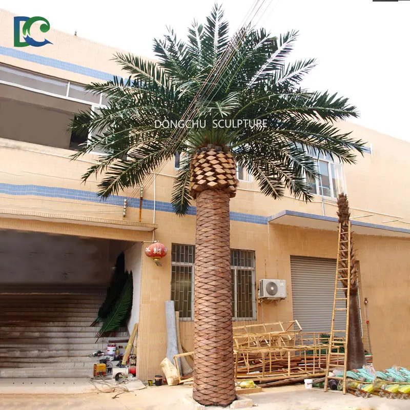 customized large plastic outdoor palm trees fiberglass silver data palm with leaves for sale