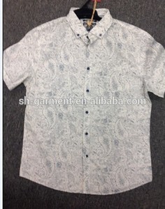 Mens DENIM impreso camisa de manga corta para con deshilachada ND005 - Product Image 1