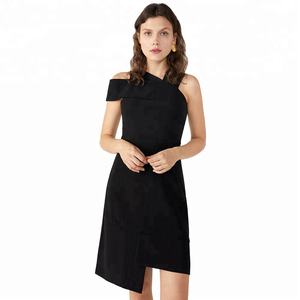 Bodycon Sexy Custom Made Casual Assimétrico de Um Ombro Preto Sexy One piece-Vestido - Product Image 1