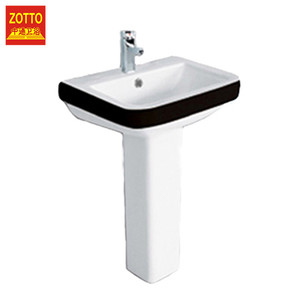 Ensemble de sanitaires en céramique blanc et noir moderne, élégant lavabo sur pied, cuvette de toilette, ensemble d'accessoires de salle de bain populaire - Product Image 3