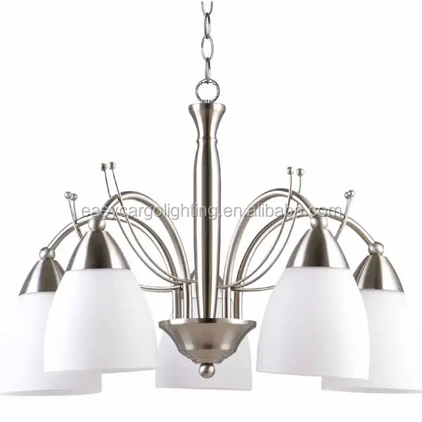 Zhongshan lighting hot sale Glass and metal brushed nickel chandelier pendant Lighting (G-218/5p &3P)