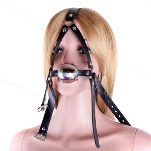 Erotic Sex Toys Stainless Steel Ball Mouth Gag Head Harness Sex Oral Fixation Mouth Plug Stuff Restraints SM Flirting Slave Game