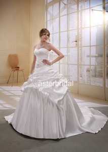 A-Line Strapless Arrastrarse Largo vestido <span class=keywords><strong>de</strong></span> Novia <span class=keywords><strong>de</strong></span> Cuentas Y Arrugada AS01102 - Product Image 3