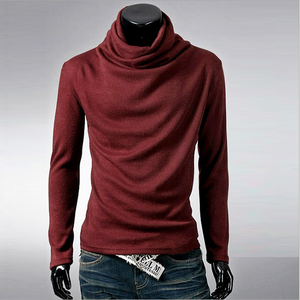 Pull pour homme en maille à col montant, couleur unie, coupe ajustée, pour l'automne - Product Image 6