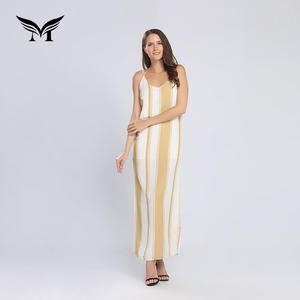 Comode strisce economiche lunghe un pezzo semplice <span class=keywords><strong>abito</strong></span> estivo <span class=keywords><strong>in</strong></span> <span class=keywords><strong>lino</strong></span> di cotone Casual da donna - Product Image 1