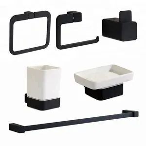 chinese products zinc alloy black bathroom accessories set