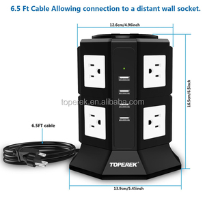 Ổ Cắm Điện Thông Minh 8 Ổ Cắm AC <span class=keywords><strong>4</strong></span> Ổ Cắm Tháp USB Với Dây Mở Rộng 2M - Product Image 2