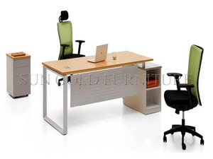 Modern büro <span class=keywords><strong>partner</strong></span> schreibtisch mit glas top, büro schreibtisch mit metall bein design - Product Image 4