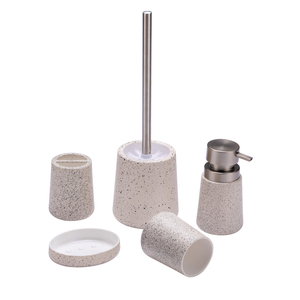 Juego de baño de plástico decorado, accesorio de baño de 5 piezas, precio simple, venta al por mayor - Product Image 1