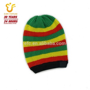 Mode unisexe jamaïcain Reggae tricoté manchette Beanie personnalisé hiver chaud rayure Toque arc-<span class=keywords><strong>en</strong></span>-ciel jamaïcain rayure chapeau - Product Image 5