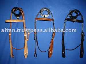 Puesto de cabeza de caballo occidental de alta calidad 100% anudado a mano de cuero indio puro y hebillas de latón característica duradera - Product Image 3