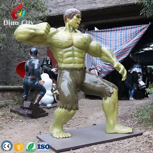 Patung Pahlawan Super Hulk Resin Serat Kaca Ukuran Hidup Patung Besar