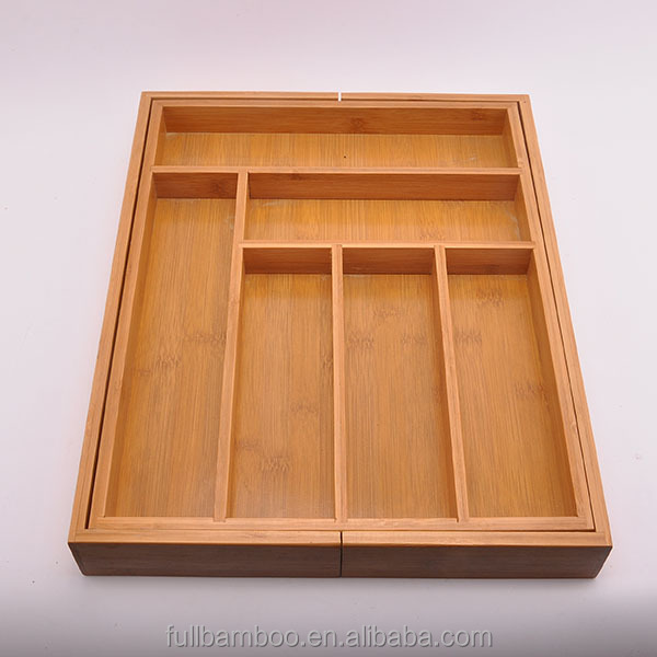 Высококачественный бамбуковый Органайзер с выдвижным ящиком, органайзер-поднос для столовых приборов
