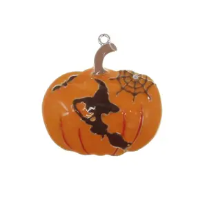 Эмалированная подвеска на Хэллоуин, ожерелье с подвеской в виде тыквы с ведьмой и метлой, ожерелье
