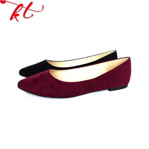 Custom women elegant ballet wine color ladies flat dress shoes tpr canvas kt support oem