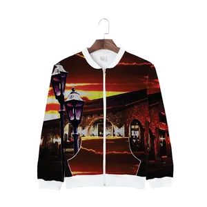 Full Print Zipper Sweatshirt No Cap Design 100% Polyester Fabric Autumn Winter Hoodie Custom Design Sublimation Printing