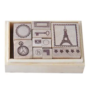 28pcs mini letter stamp in wooden box