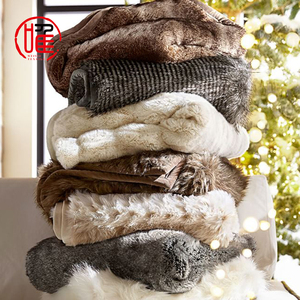 Bán Buôn Faux Fur Giường Ném Chăn Siêu Mềm Fuzzy Ấm Cúng Ấm Fluffy Đẹp Biến Đổi Màu Sắc In Sang Trọng Sợi Nhỏ Chăn - Product Image 6