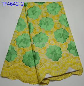 Recién llegado, telas de encaje africano blanco, encaje de gasa <span class=keywords><strong>suizo</strong></span> africano de alta calidad con piedras para vestido de novia - Product Image 4
